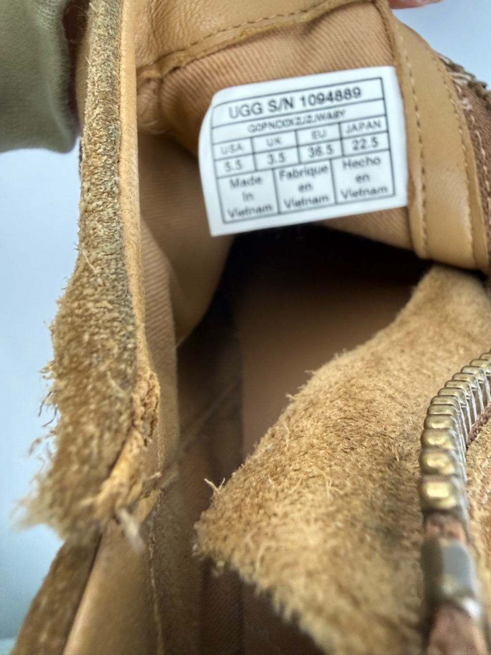 Ugg Aureo II Suede Ankle Boots Size 5.5 Chestnut Tan Zip Brown Uggs - Picture 6 of 6